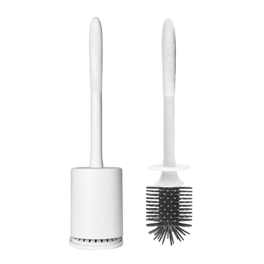 Toilet Brush And Holder Set Silicone & Antibacterial Bristles Bathroom Cleaning Brush Tool - MRSLM