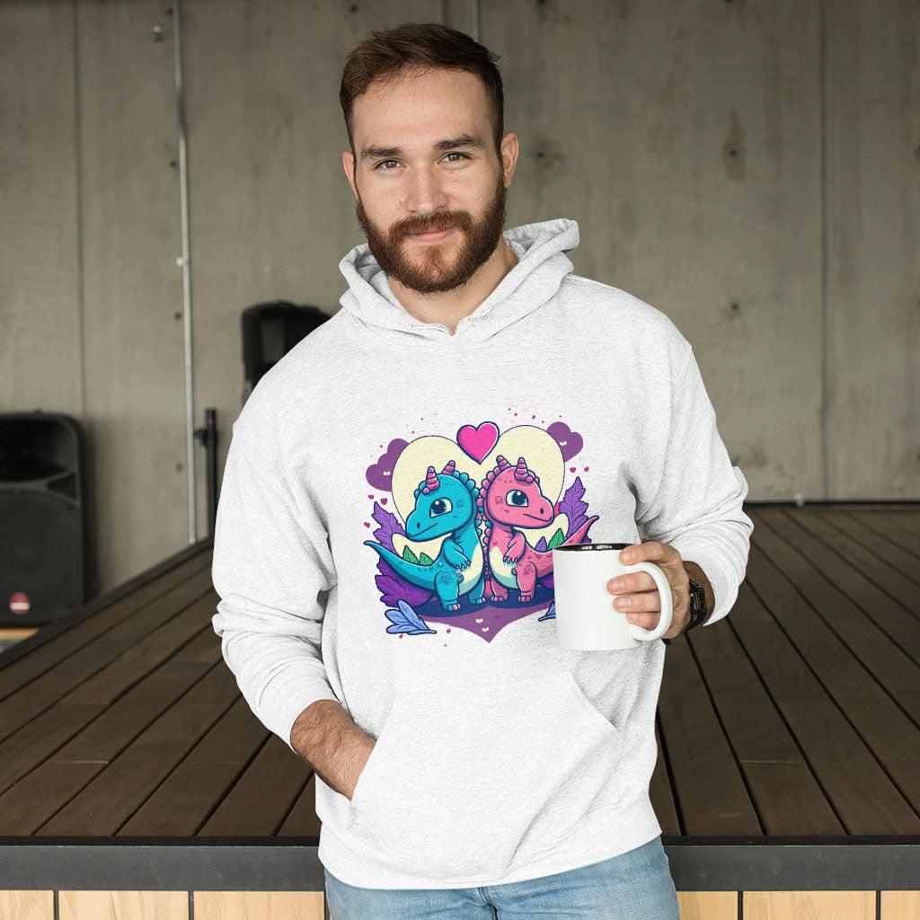 Dinosaur Print Hooded Sweatshirt - Love Graphic Hoodie - Colorful Hoodie - MRSLM