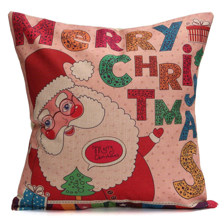 Christmas Santa Cotton Linen Pillow Case Cushion Cover Xmas Home Sofa Bed Decor - MRSLM