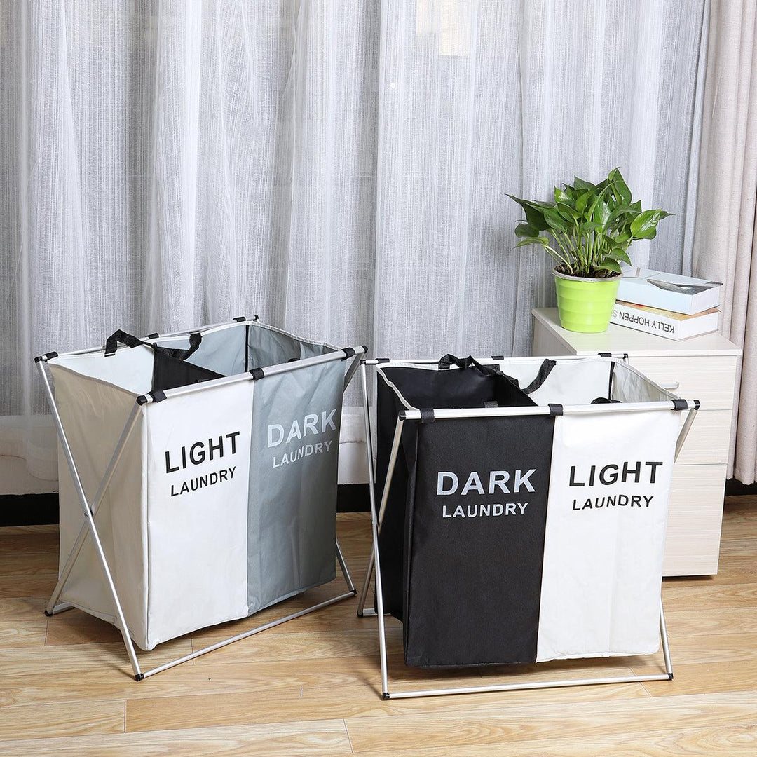 3 Grids Foldable Clothes Storage Hamper Baskets Organizer Laundry Bag - MRSLM