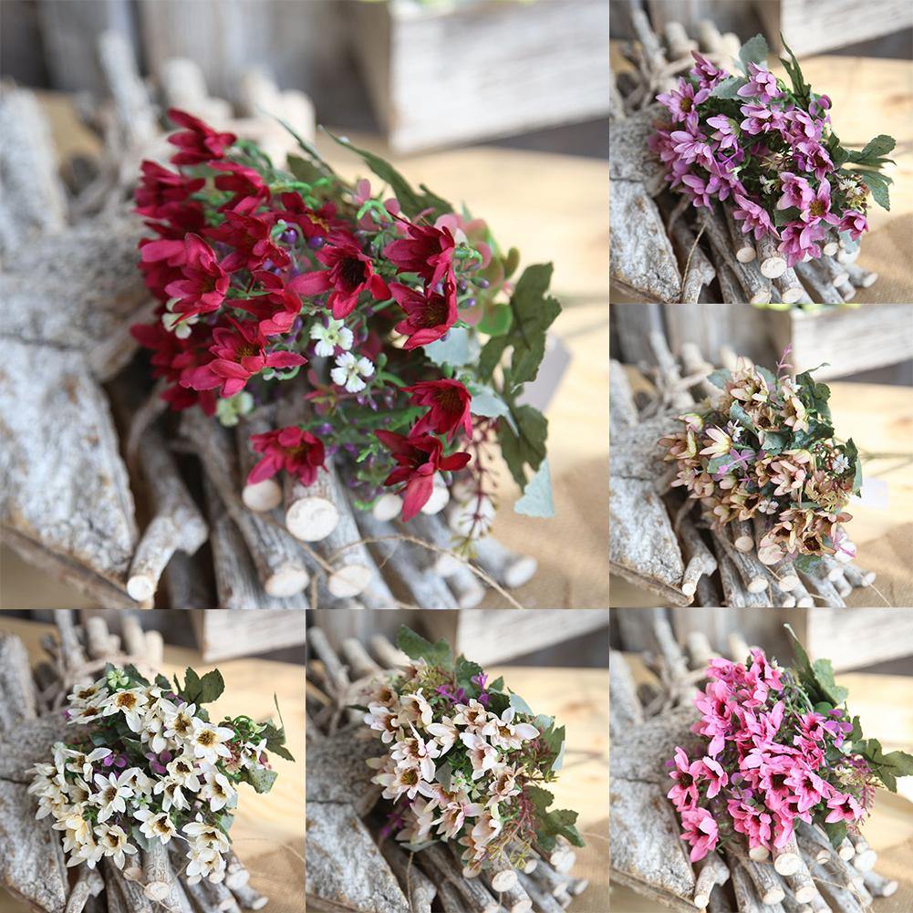 25 Heads/1 Bouquet Artificial Flowers Plant China Aster Simulation Wedding Decor - MRSLM