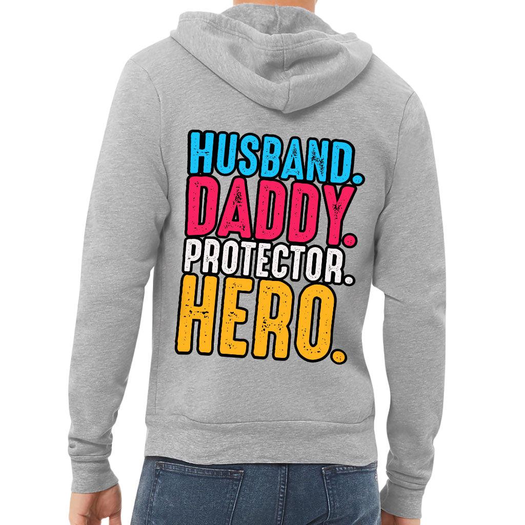 Husband Daddy Protector Hero Full-Zip Hoodie - Cool Hooded Sweatshirt - Printed Hoodie - MRSLM