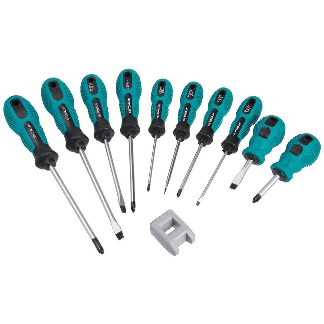 10Pcs Screwdriver Set Hardware ScrewDriver Tool Phillips Slotted Screwdriver W/ Magnetizer - MRSLM