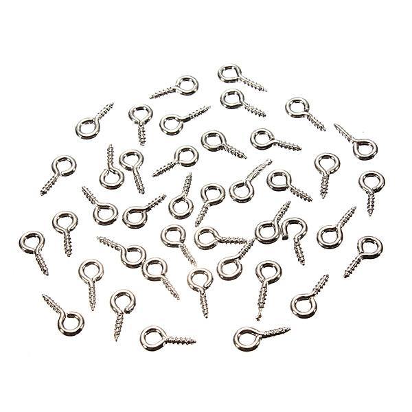 100pcs Mini Eye Pins Eyepins Hooks Eyelets Screw Threaded Peg 8x3.5mm - MRSLM