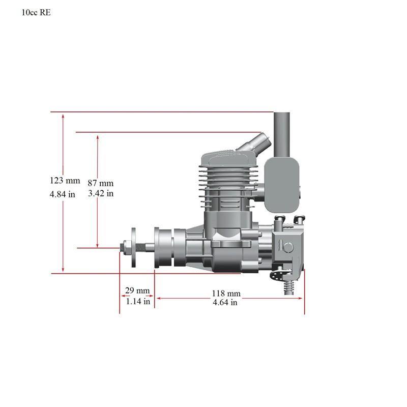 Stinger 10CC Gasoline Engine 2 Cycle Piston Value Type RE Rear Exhaust /SE Side Exhaust 6-14V 2000-15000rpm Support 1306 1307 1406 1308 Prop for RC Airplane Fixed-Wing - MRSLM