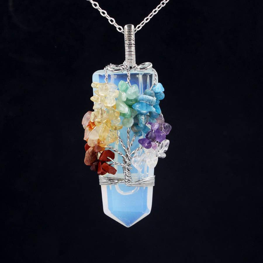 Crystal Column Tree Of Life Winding Pendant Necklace - MRSLM