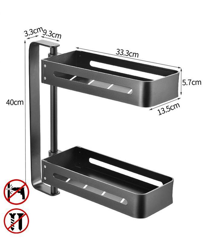 Kitchen Shelf Corner Rotation Seasoning Rack Aluminum Alloy Bathroom Multi-layer Shelf without Hole Wall Hanging Rotary Storage - MRSLM