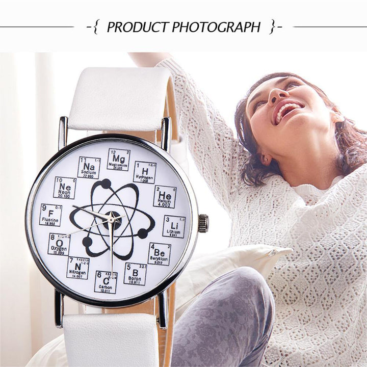 Fashion Student Chemical Element Markers Molecule Dial Quartz Analog Wrist Watch - MRSLM