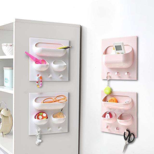 Wall-mounted Paste Storage Rack No Trace Strong Hanging Kitchen Storage Rack Bathroom Wall Storage Box - MRSLM