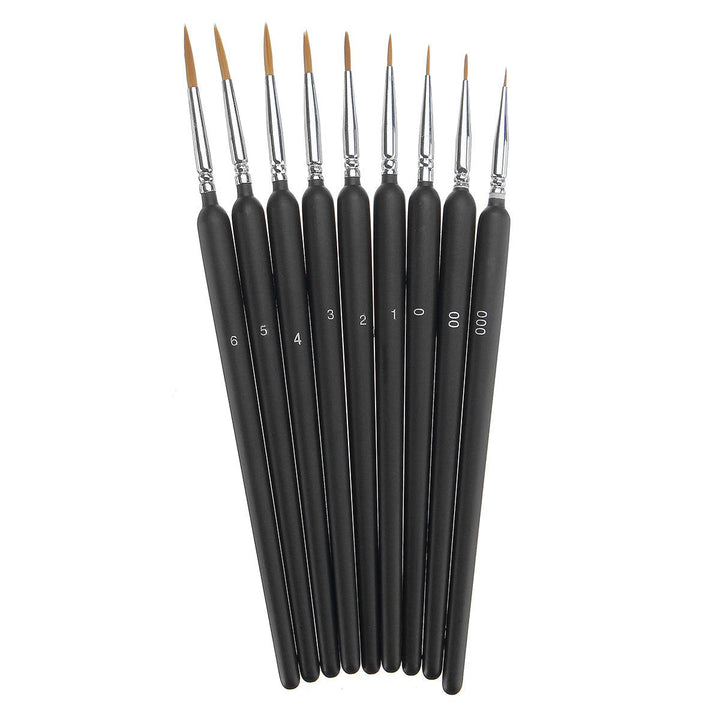 9Pcs Painting Brushes Hook Line Pens Wolf Tail Hair Brush School Office Art Supplies - MRSLM