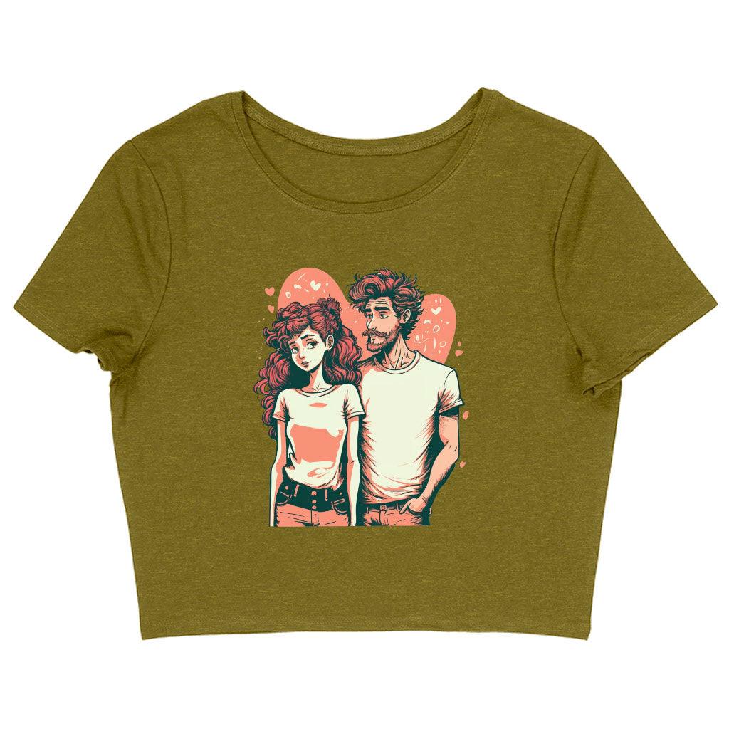 Love Print Women's Cropped T-Shirt - Romantic Crop Top - Printed Cropped Tee - MRSLM