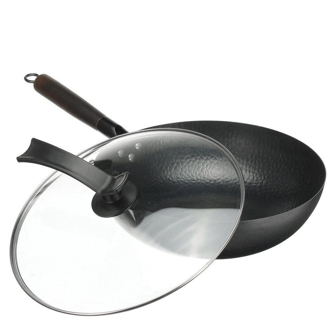 32cm Handmade Iron Non Stick Frying Pan Frypan Pot Kitchen Wok Skillet Cookware - MRSLM