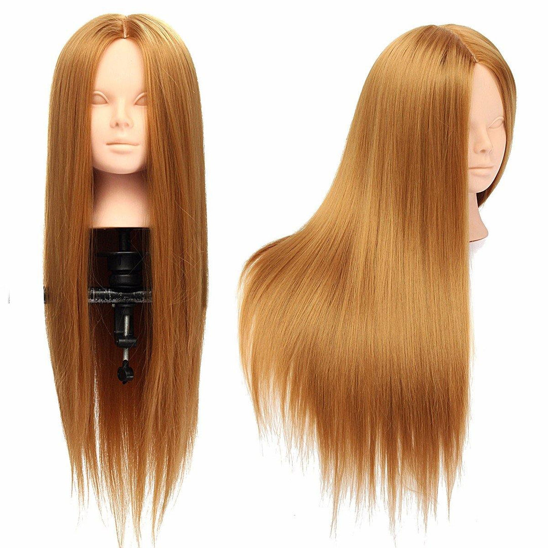 26" Long Hair Training Mannequin Head Model Hairdressing Makeup Practice with Clamp Holder - MRSLM