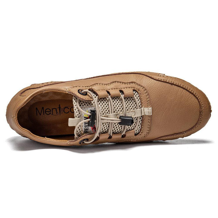 Men Comfy Leather Wearable Soft Sole Hand Stitching Casual Flat Shoes - MRSLM