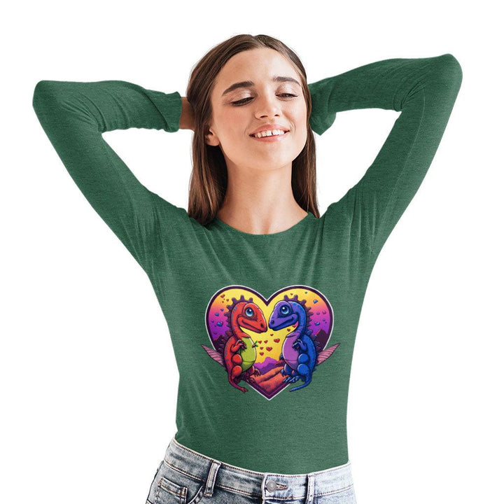 Dinosaurs in Love Long Sleeve T-Shirt - Art T-Shirt - Unique Long Sleeve Tee - MRSLM