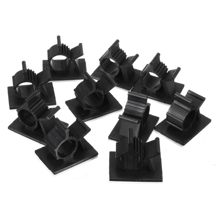 10Pcs Cable Cord Fasteners Holder Adhesive Black Tie Clips Clamp - MRSLM