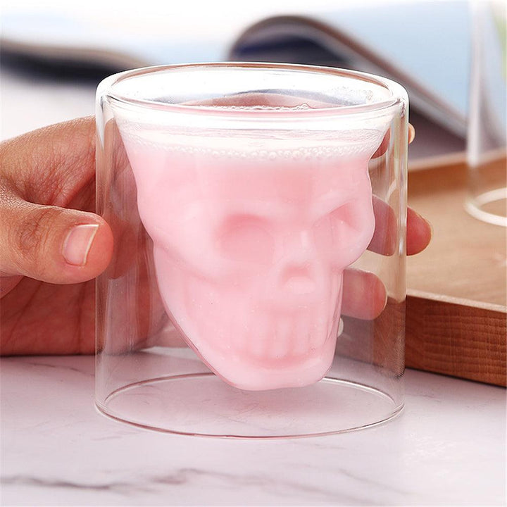 1Pcs Double Glass Skull Cup 75/150/250ml Transparent Milk Tea Coffee Water Mug Drinks Glass Reusable Tool Bar Accessories - MRSLM