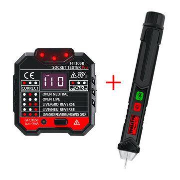 48 250V Electric Socket Outlet Tester Voltage Tester Pen LCD Display Home Professional Use - MRSLM