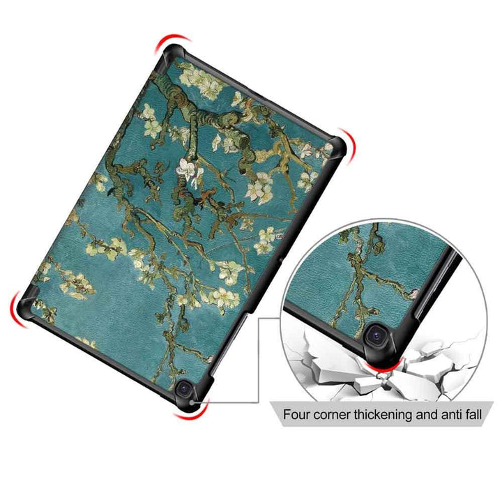 Tri-Fold Pringting Tablet Case Cover for Samsung Galaxy Tab S5E SM-T720 SM-T725 Tablet - Apricot Blossom - MRSLM