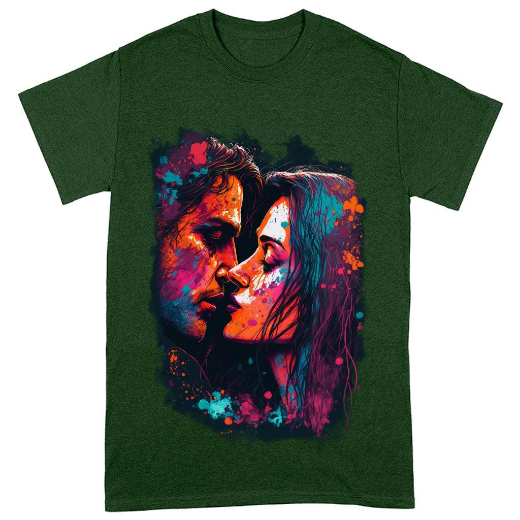 Paint Heavy Cotton T-Shirt - Kiss Art Tee Shirt - Colorful T-Shirt - MRSLM