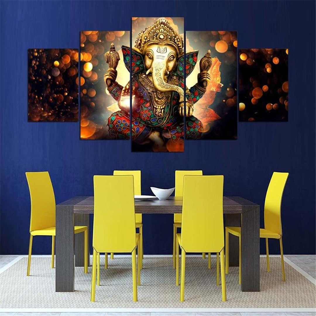 5Pcs Ganesha Elephant Canvas Print Paintings Wall Decorative Print Art Pictures Wall Hanging Decorations for Home Office - MRSLM