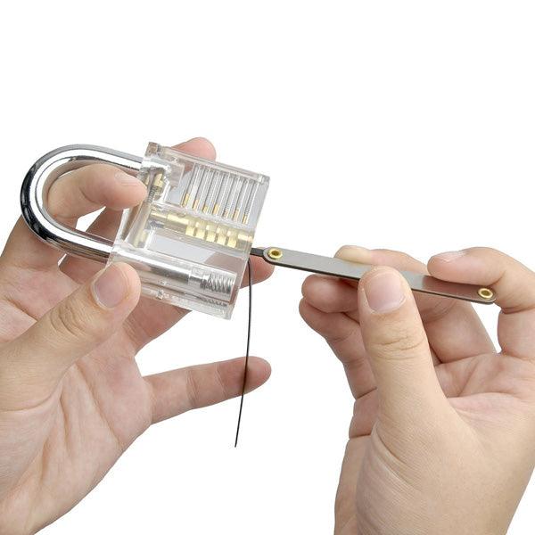 DANIU Transparent Practice Padlock with 12pcs Unlocking Lock Picks Set Key Extractor Tools - MRSLM