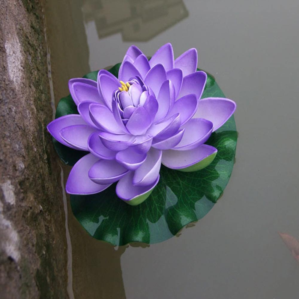 18cm Floating Artificial Lotus for Aquarium Fish Tank Pond Water Lily Lotus Flower Home Decorations - MRSLM