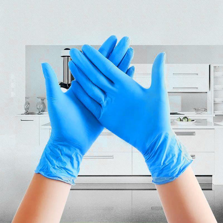 100PCS/Set Blue Latex Gloves Waterproof Nitrile Gloves Disposable Glove Rubber Gloves Kitchen Cooking Gloves Cleaning Gloves - MRSLM