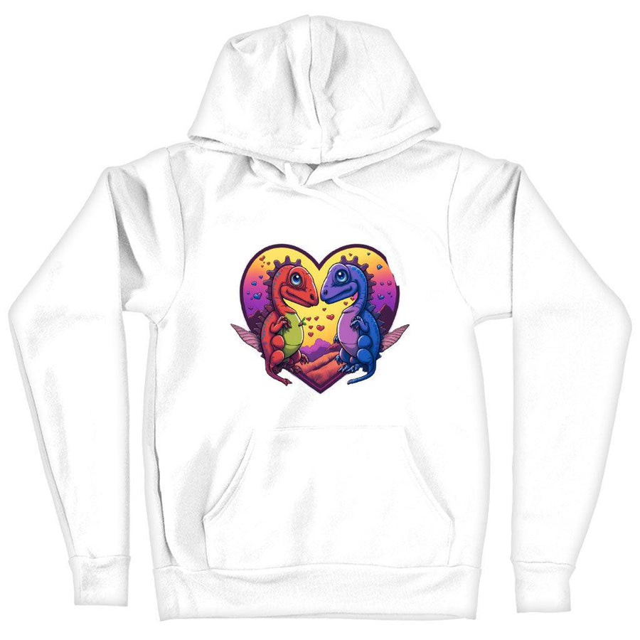 Dinosaurs in Love Hooded Sweatshirt - Art Hoodie - Unique Hoodie - MRSLM