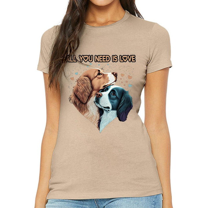 Dog Love Slim Fit T-Shirt - Cute Couple Women's T-Shirt - Art Slim Fit Tee - MRSLM