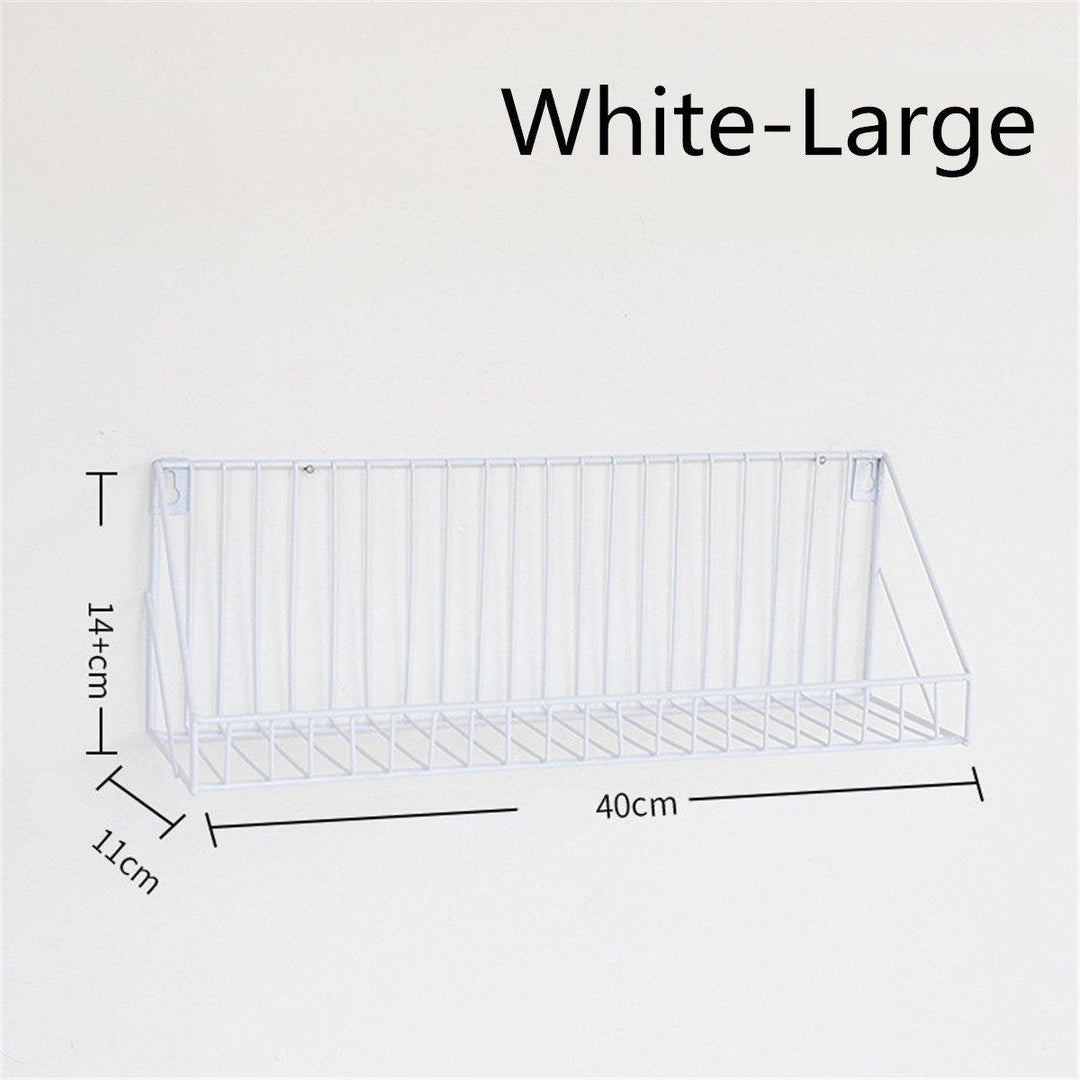 Iron Wall Shelf Mounted Storage Rack Organization Bedroom Kitchen Home Kid Room DIY Decoration Holder - MRSLM