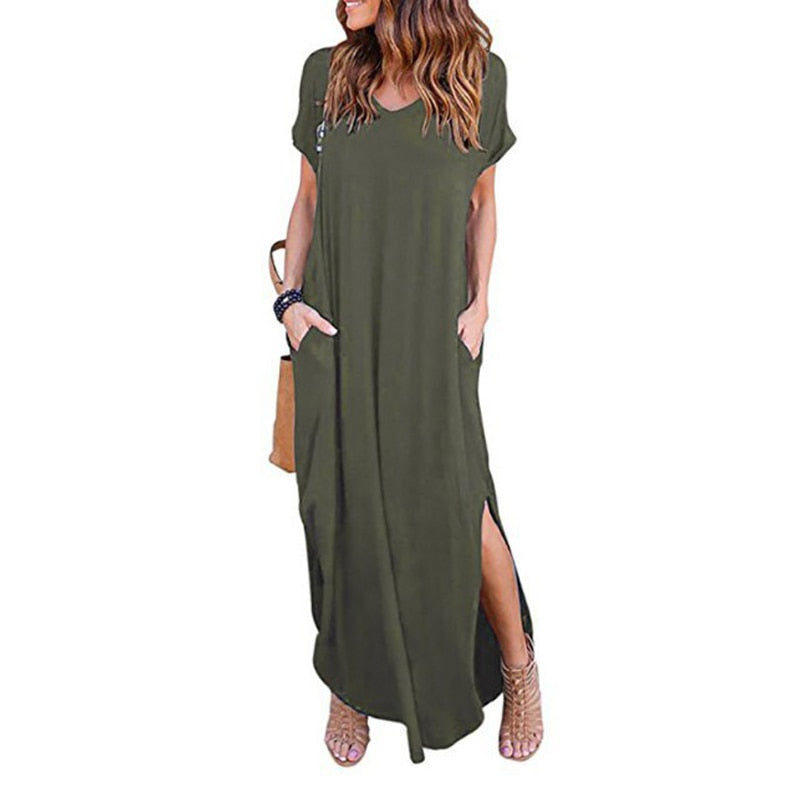 Women's Short Sleeved Maxi Dress