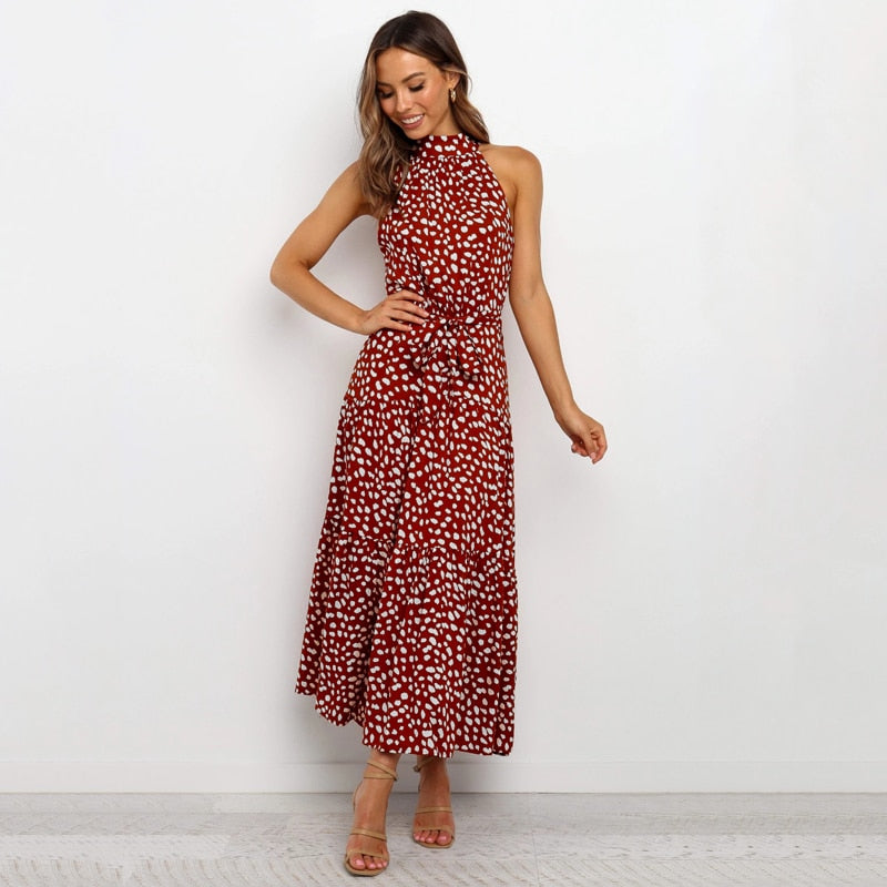 Women's Polka Dot Halter Dress