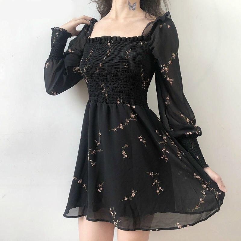 Women's Floral Printed Puff Sleeve Dress