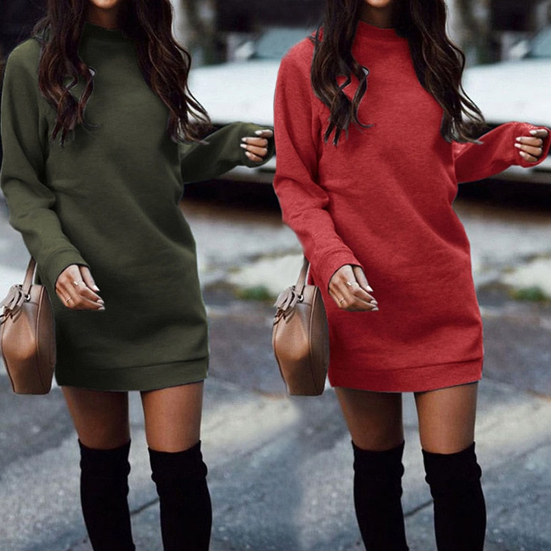 Casual O-Neck Sweater Women's Dress