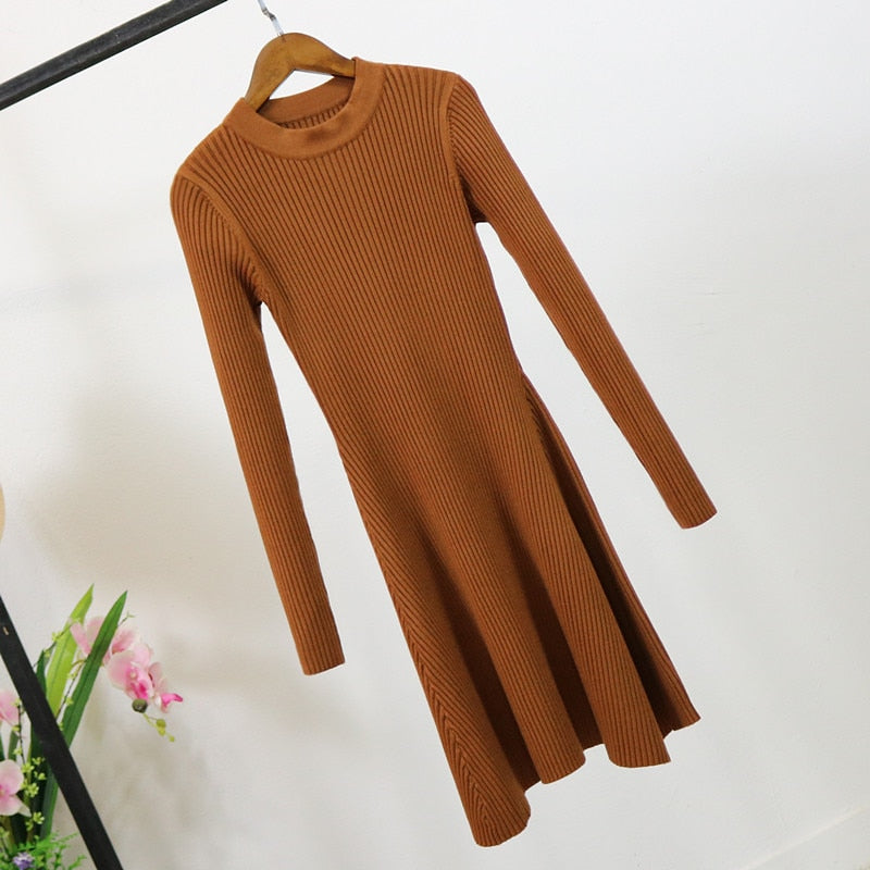 O-Neck Multicolored Sweater Dress for Women