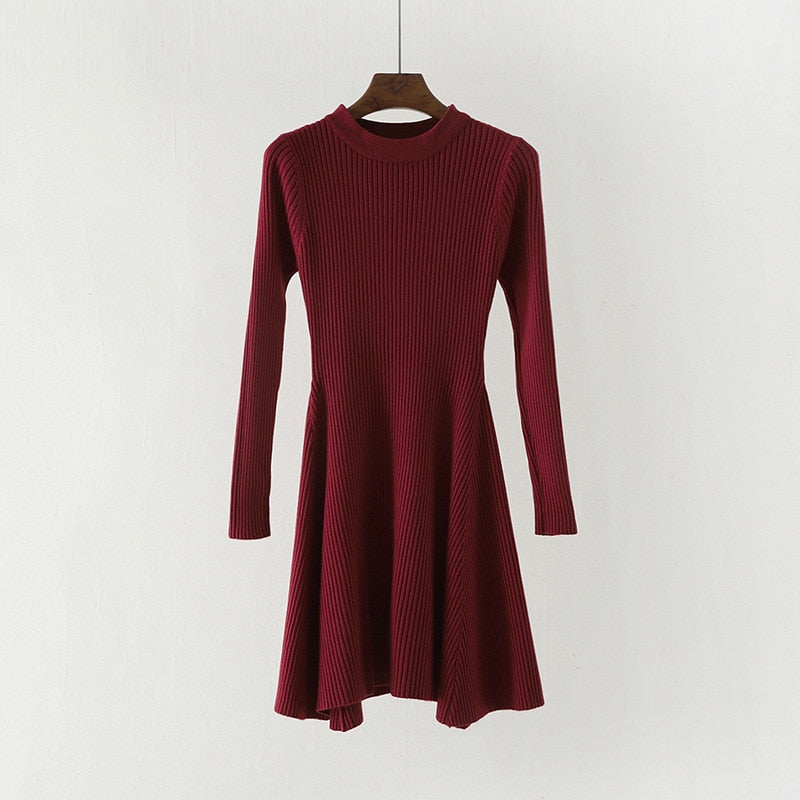 O-Neck Multicolored Sweater Dress for Women