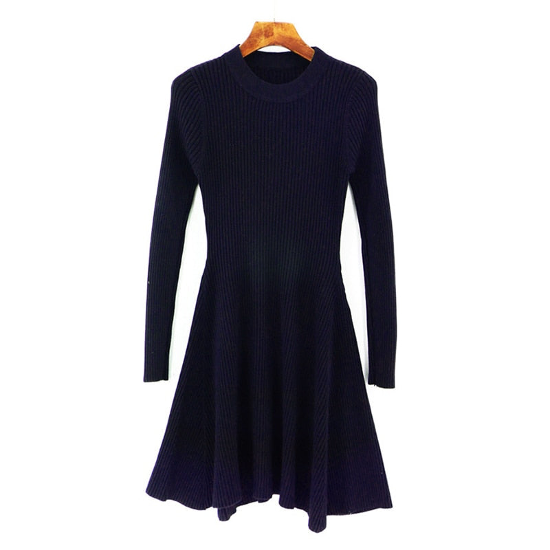 O-Neck Multicolored Sweater Dress for Women