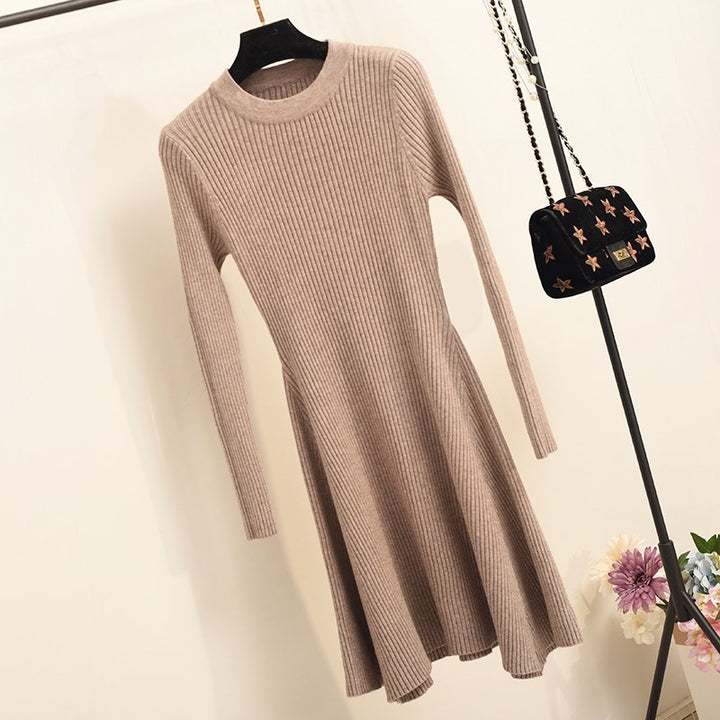 O-Neck Multicolored Sweater Dress for Women