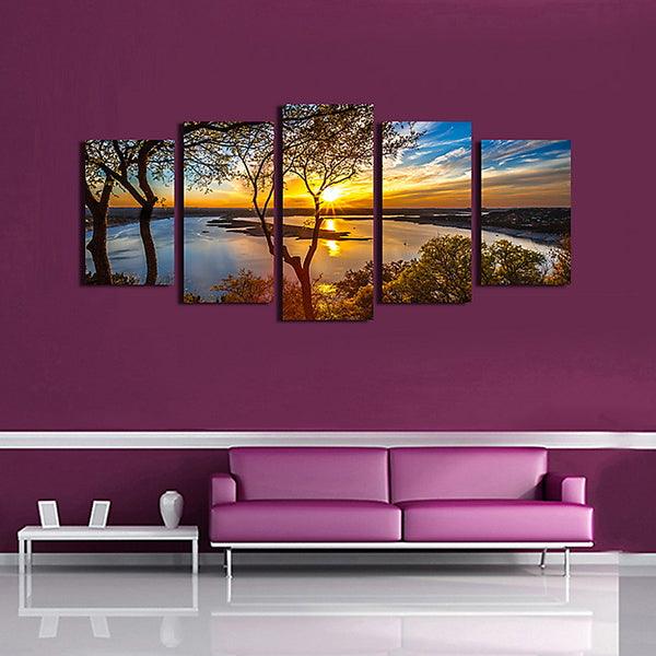 5Pcs Canvas Print Paintings Landscape Wall Decorative Print Art Pictures Frameless Wall Hanging Decorations for Home Office - MRSLM