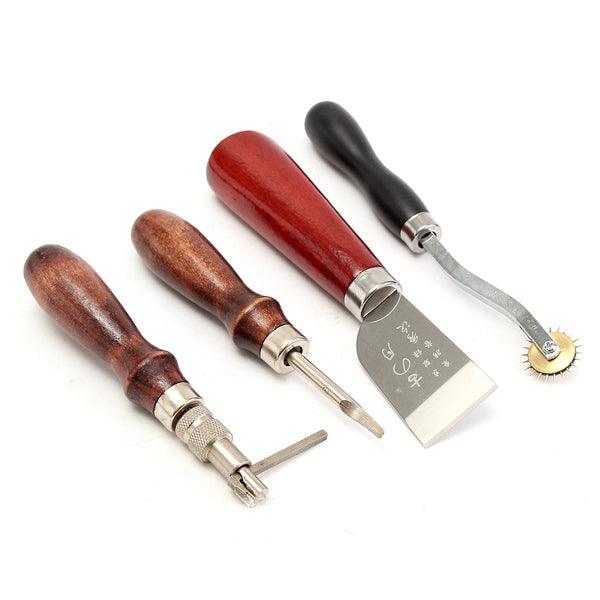 20pcs Wood Handle Leather Craft Tool Kit Leather Hand Sewing Tool Punch Cutter DIY Set - MRSLM