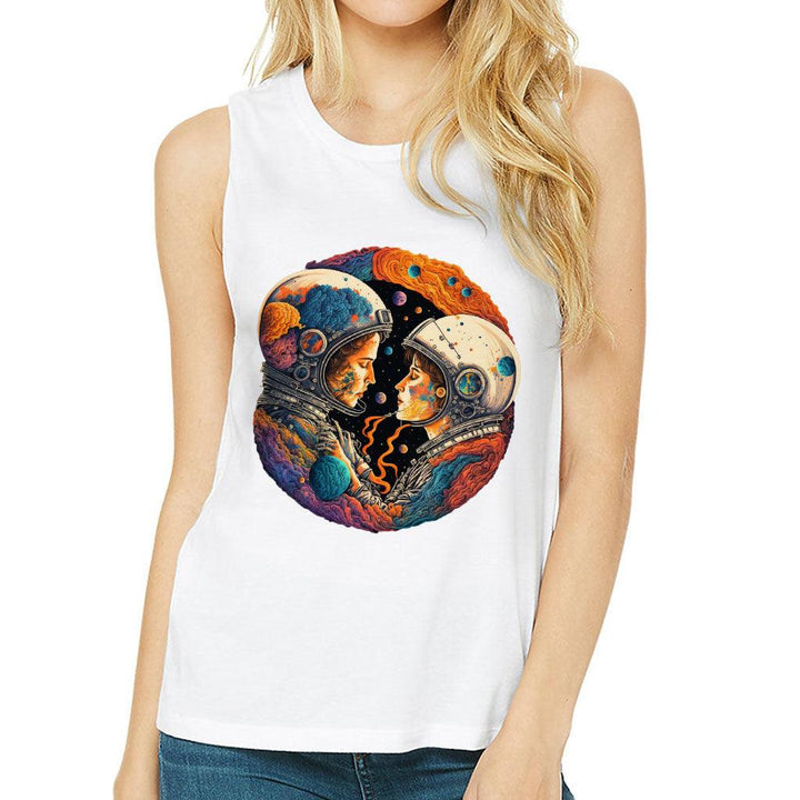 Love Astronaut Women's Muscle Tank - Fantasy Tank Top - Art Workout Tank - MRSLM