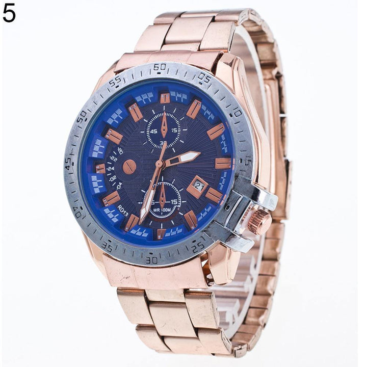 Men's Fashion Sport Stainless Steel Quartz Analog Wrist Watch Roman Numerals - MRSLM