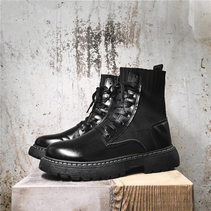 Trendy Martin Boots Male British Style Black Locomotive - MRSLM