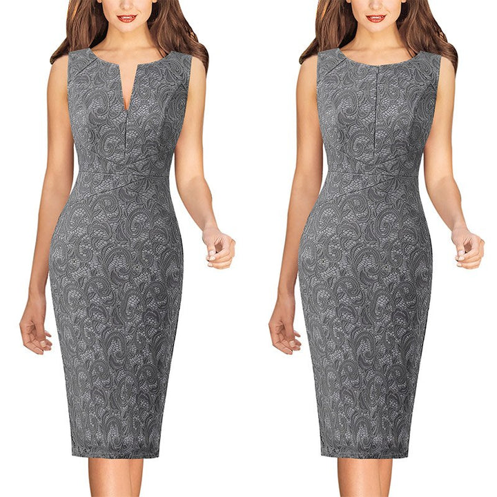 Front Zipper Bodycon Pencil Dress for Women