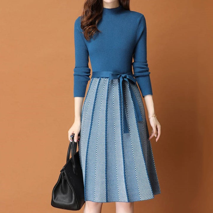 Elegant Pleated Women's Sweater Dress