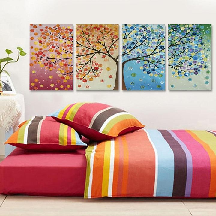 4pcs Canvas Wall Art Painting 40*60cm Hanging Pictures Season Trees Living Hall Decoration Supplies no Frame - MRSLM