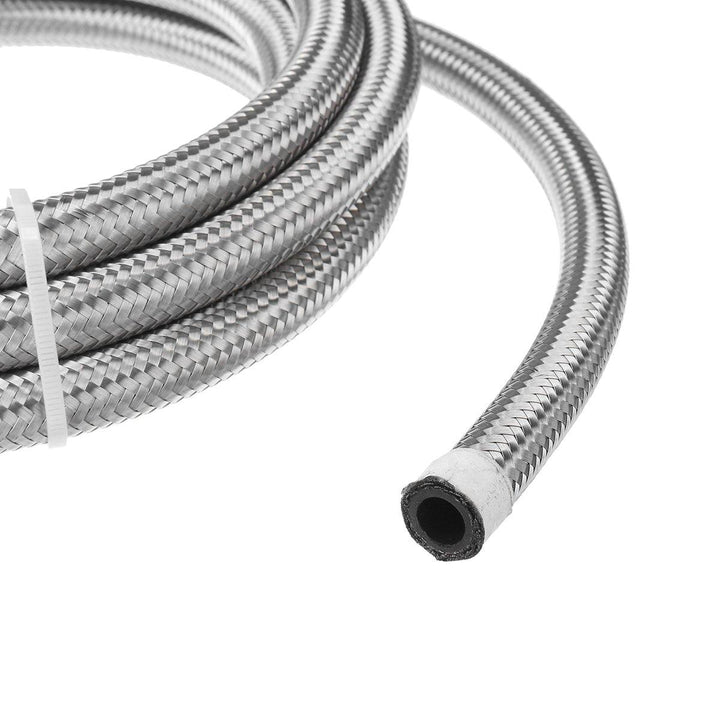 10FT AN4 AN6 AN8 AN10 Fuel Hose Oil Gas Line Pipe Stainless Steel Braided Silver - MRSLM