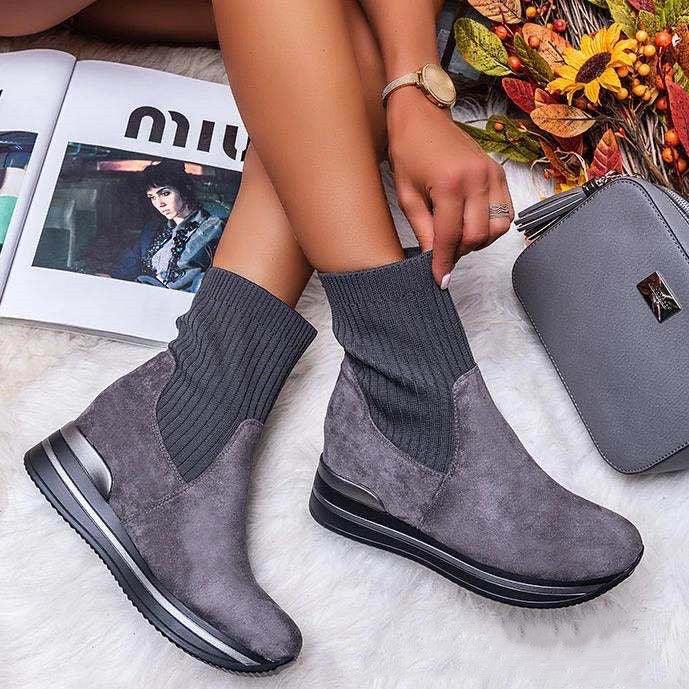 New style female student knitted wool tube Martin boots - MRSLM