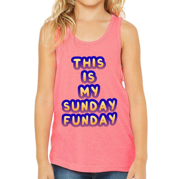 Sunday Funday Kids' Jersey Tank - Cute Design Sleeveless T-Shirt - Graphic Kids' Tank Top - MRSLM